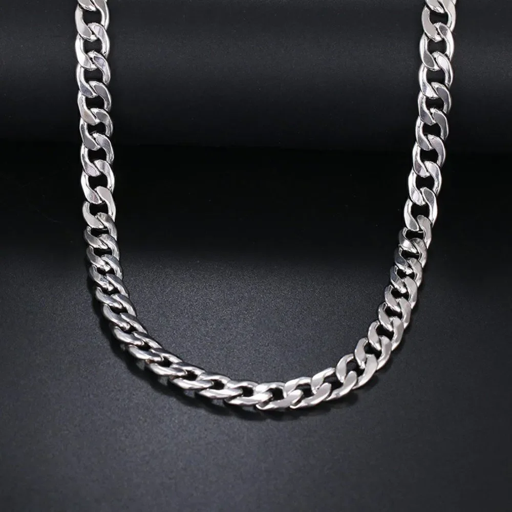 Silver Flat Curb Chain Necklace 9mm thick 20 inches long